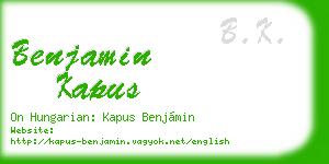 benjamin kapus business card