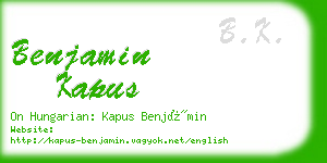 benjamin kapus business card